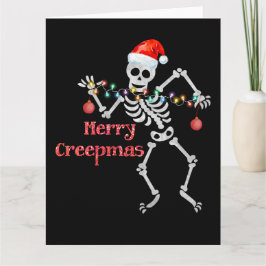 Merry Creepmas Skeleton Santa Skull Weihnachtsbaum Karte