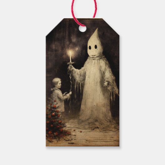 Merry Creepmas Spooky Ghost Gothic Vintag Geschenkanhänger (Vorderseite)