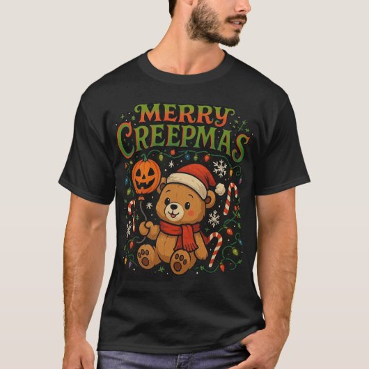 Merry Creepmas T - Shirt | Funny Spooky Christmas (Vorderseite)