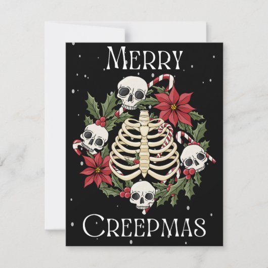 Merry Creepmas Wreath Feiertagskarte (Vorderseite)