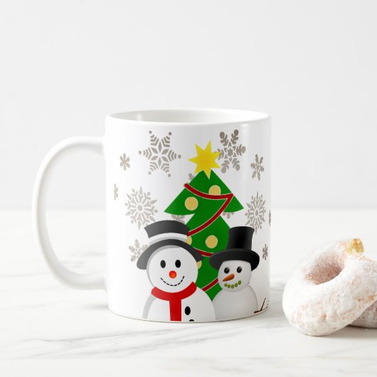 Merry Crhistmas Snowman Personalisiert Kaffeetasse (Mit Donut)