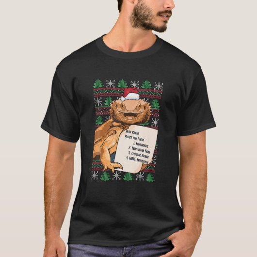 Merry Crickets Bartded Dragon Ugly Christmas Pajam T-Shirt (Vorderseite)