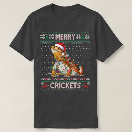 Merry Crickets Bartded Dragon Ugly Sweater Christm T-Shirt (Design vorne)