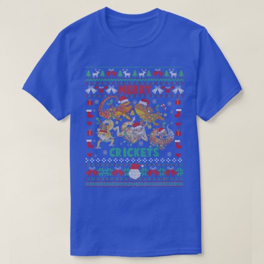Merry Crickets Bartded Dragon Ugly Weihnachts Swee T-Shirt (Design vorne)