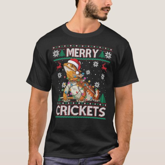 Merry Crickets Bartded Dragon Weihnachten Pajama U T-Shirt (Vorderseite)