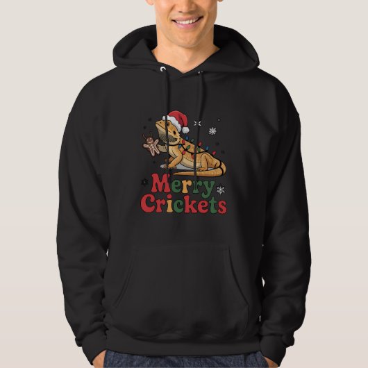 Merry Crickets Lizard Christmas Lights Hoodie (Vorderseite)