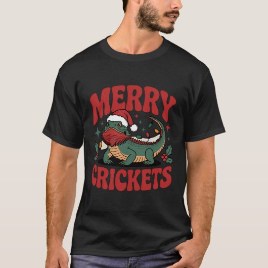 Merry Crickets Reptile Xmas Design T-Shirt (Vorderseite)