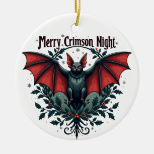 Merry Crimson Night Christmas Bat Ornament