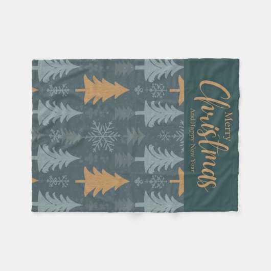 merry crishtmas green pattern fleecedecke (Vorderseite (Horizontal))