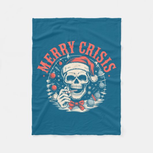 Merry Crisis Dark Humor Sarcastic Christmas Goth P Fleecedecke (Vorderseite)