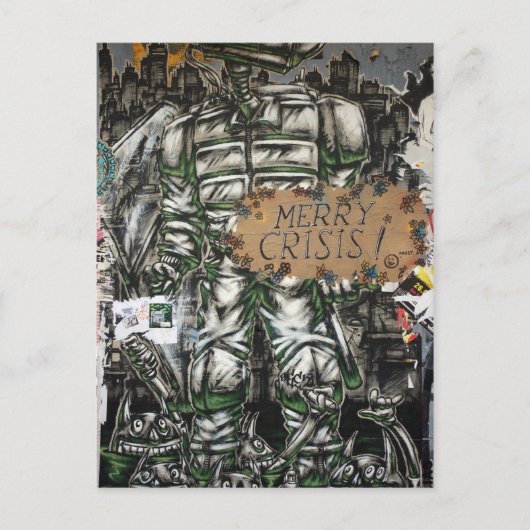 Merry Crisis Graffiti Feiertagspostkarte (Vorderseite)