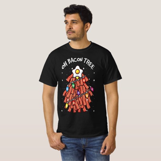 Merry Crispness Oh Bacon Tree BBQ Ugly Christmas T-Shirt (Vorne ganz)