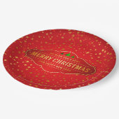 Merry Cristmas Label Paper Plate Pappteller (Schrägansicht)