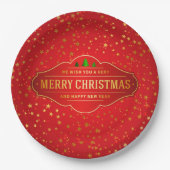 Merry Cristmas Label Paper Plate Pappteller (Vorderseite)