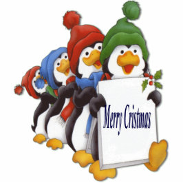 Merry Cristmas Pinguinos Freistehende Fotoskulptur