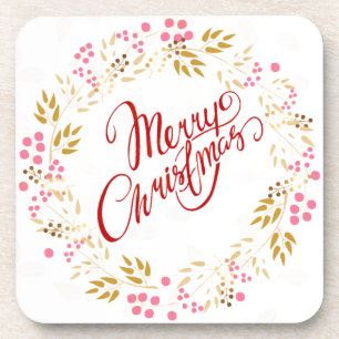 Merry Cristmas Wreath Getränkeuntersetzer