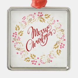 Merry Cristmas Wreath Silbernes Ornament
