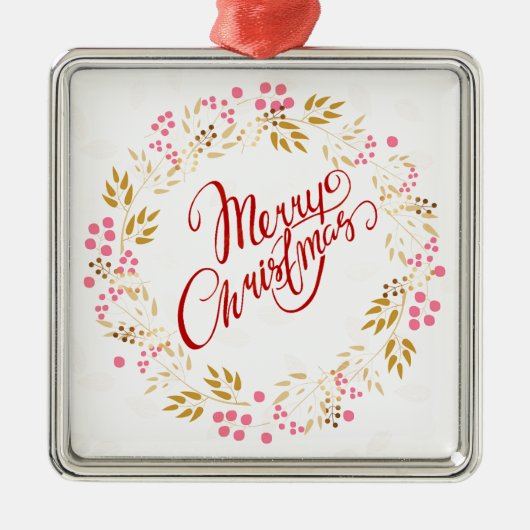 Merry Cristmas Wreath Silbernes Ornament (Vorne)