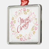 Merry Cristmas Wreath Silbernes Ornament (Links)
