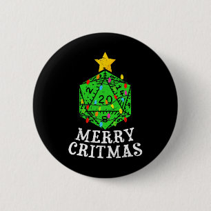 Merry Critmas D20 Rpg Weihnachtsbaum Rpg Gamer Gam Button