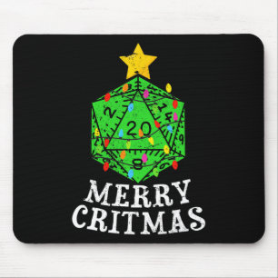 Merry Critmas D20 Rpg Weihnachtsbaum Rpg Gamer Gam Mousepad