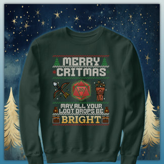 Merry Critmas Loot Drop | Archer Ugly Sweater Sweatshirt