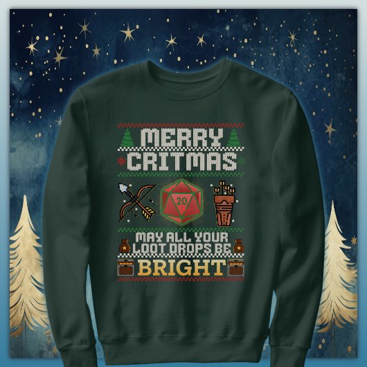 Merry Critmas Loot Drop | Archer Ugly Sweater Sweatshirt