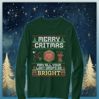 Merry Critmas Loot Drop | Archer Ugly Sweater T-Shirt