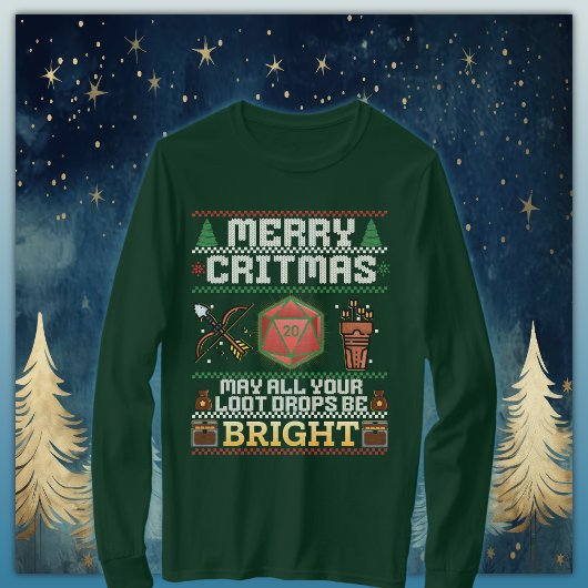 Merry Critmas Loot Drop | Archer Ugly Sweater T-Shirt