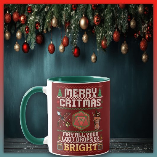 Merry Critmas Loot Drop | Archer Ugly Sweater Tasse