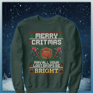 Merry Critmas Loot Drop | Healer Ugly Sweater Sweatshirt