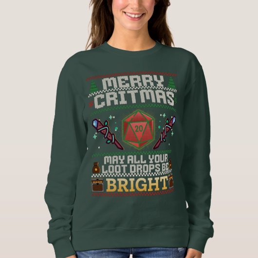 Merry Critmas Loot Drop | Magier Ugly Sweater Sweatshirt (Vorderseite)