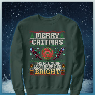 Merry Critmas Loot Drop | Magier Ugly Sweater Sweatshirt