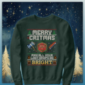 Merry Critmas Loot Drop | Warrior Ugly Sweater Sweatshirt