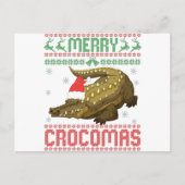 Merry Crocomas Funny Ugly Christmas Sweater Postkarte (Vorderseite)