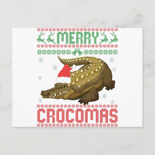 Merry Crocomas Funny Ugly Christmas Sweater Postkarte (Vorderseite)