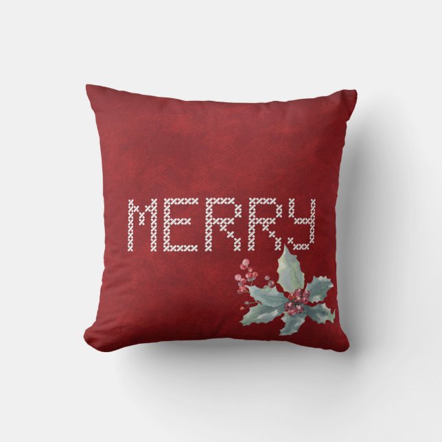 Merry Cross Stitching und Berries Kissen (Vorderseite)