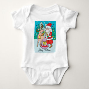 Merry Crostmas, Weihnachtsmann Baby Strampler