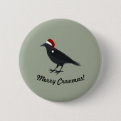 Merry Crowmas Christmas Crow Button (Vorderseite)