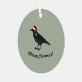 Merry Crowmas Christmas Crow Ornament Aus Metall (Vorderseite links)