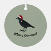 Merry Crowmas Christmas Crow Ornament Aus Metall (Rückseite)
