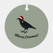 Merry Crowmas Christmas Crow Ornament Aus Metall (Vorderseite)