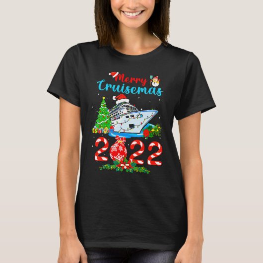Merry Cruisemas 2022 Christmas Tree Snowman Christ T-Shirt (Vorderseite)