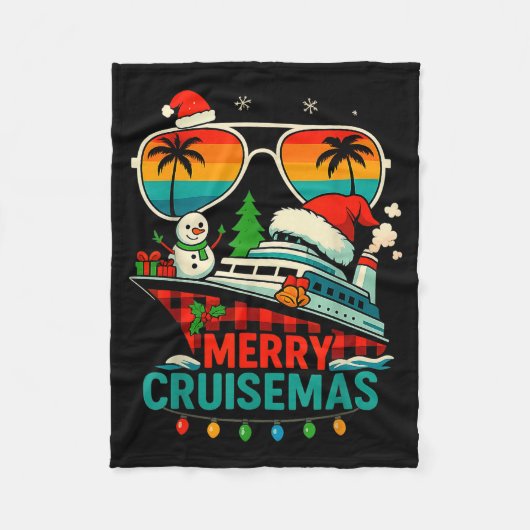 Merry Cruisemas 2025 Christmas Santa Snowman Funny Fleecedecke (Vorderseite)
