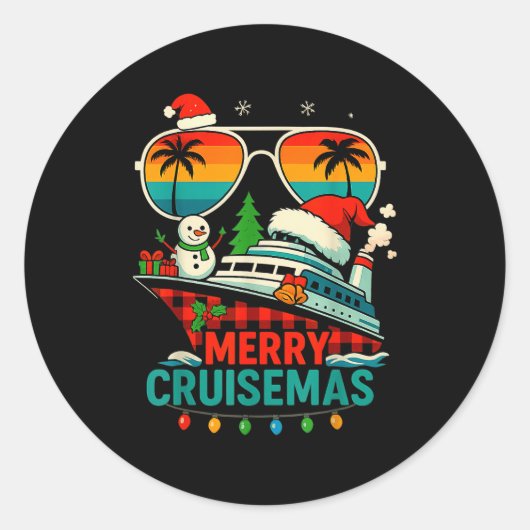 Merry Cruisemas 2025 Christmas Santa Snowman Funny Runder Aufkleber (Vorderseite)