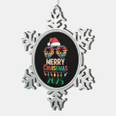 Merry Cruisemas 2025 Personalized Xmas Cruise Schneeflocken Zinn-Ornament (Rechts)
