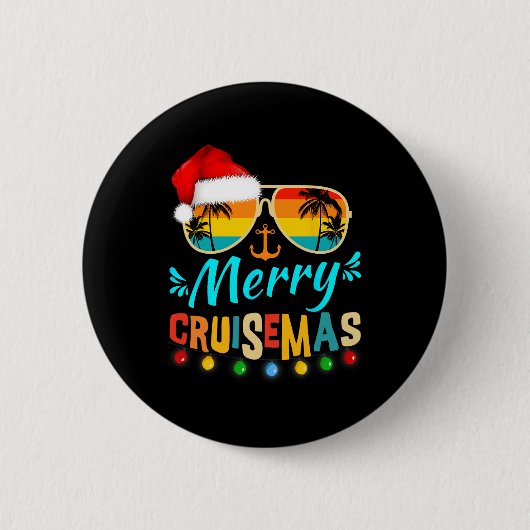 Merry Cruisemas Christmas Santa Reindeer Kreuzfahr Button (Vorderseite)