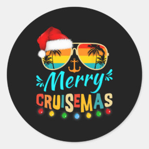 Merry Cruisemas Christmas Santa Reindeer Kreuzfahr Runder Aufkleber