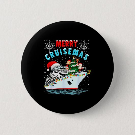 Merry Cruisemas Cruise Ship Family Christmas  Button (Vorderseite)