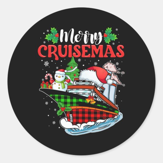 Merry Cruisemas Family Cruise Weihnachtsspass Runder Aufkleber (Vorderseite)